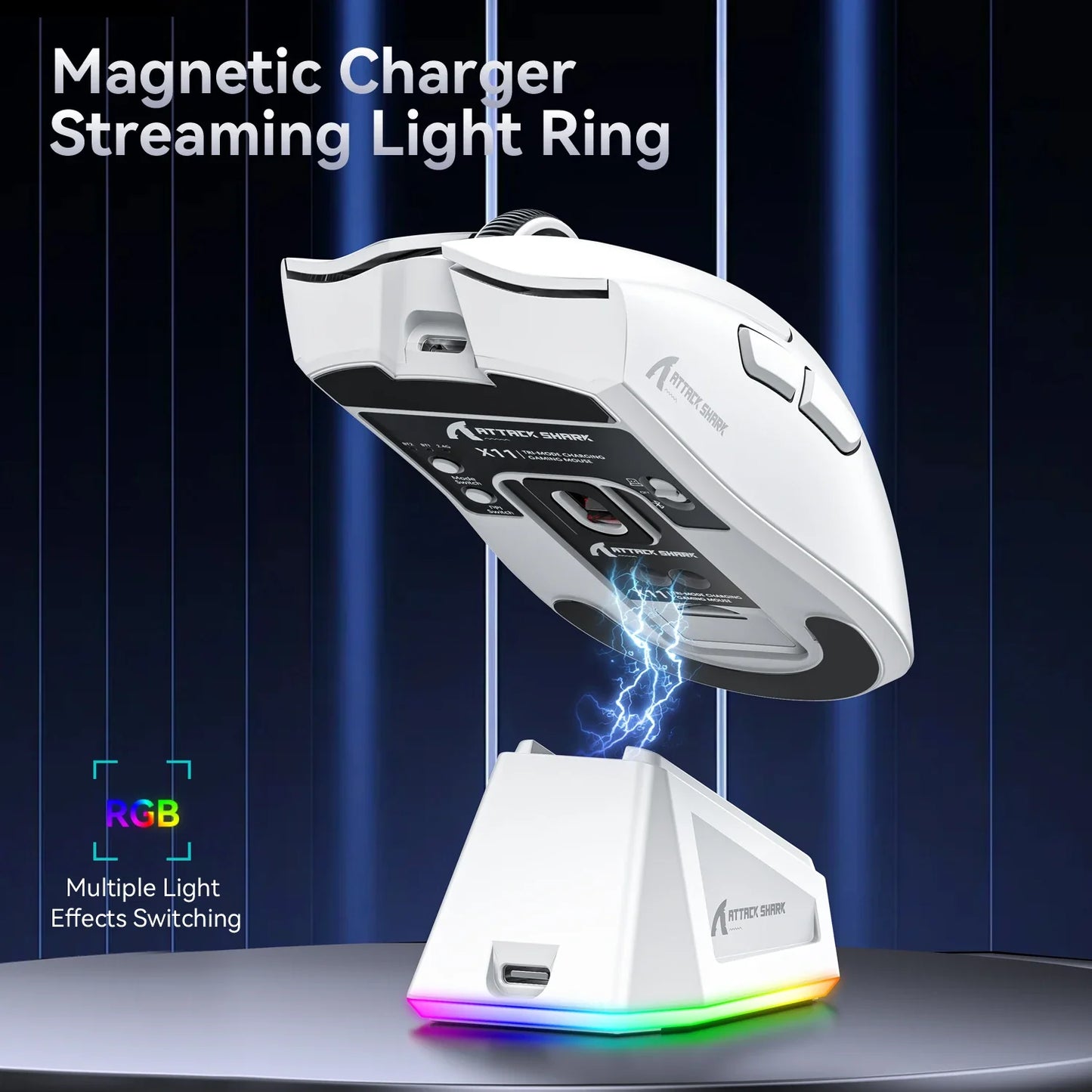 Attack Shark X11 White  Bluetooth Wireless Mouse Three Mode