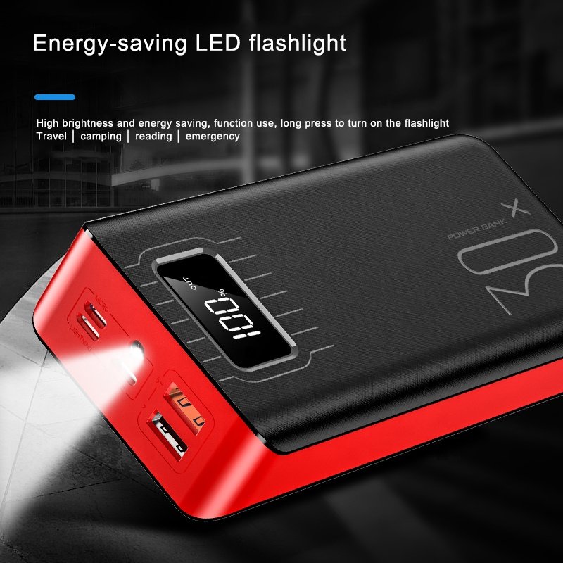 20,000mAh Power Bank with Dual USB & LED Flashlight
